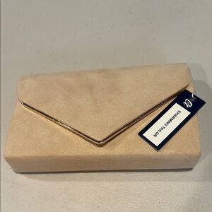 Charming Tailor - faux suede Cream Clutch bag / crossbody bag.  Purse. NWT